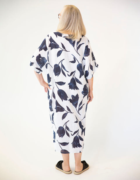 Azzura V-neck Front Twist Linen Dress