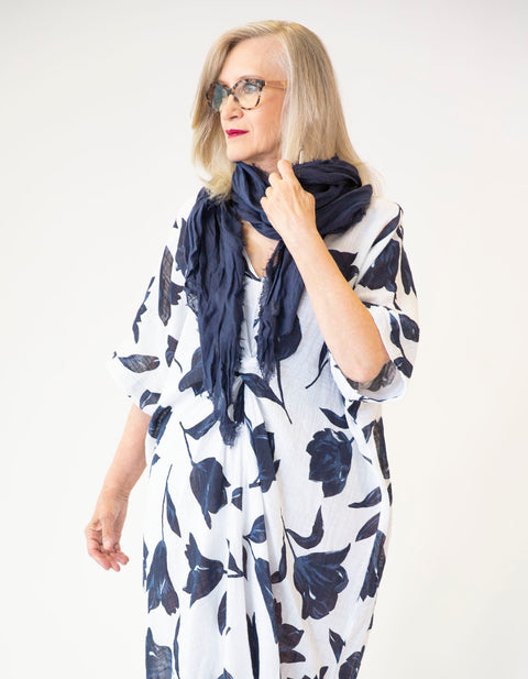 Azzura V-neck Front Twist Linen Dress
