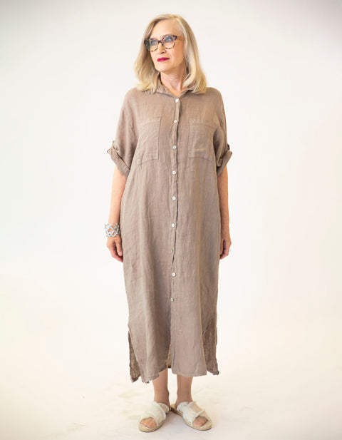 Teria Linen Shirt Dress
