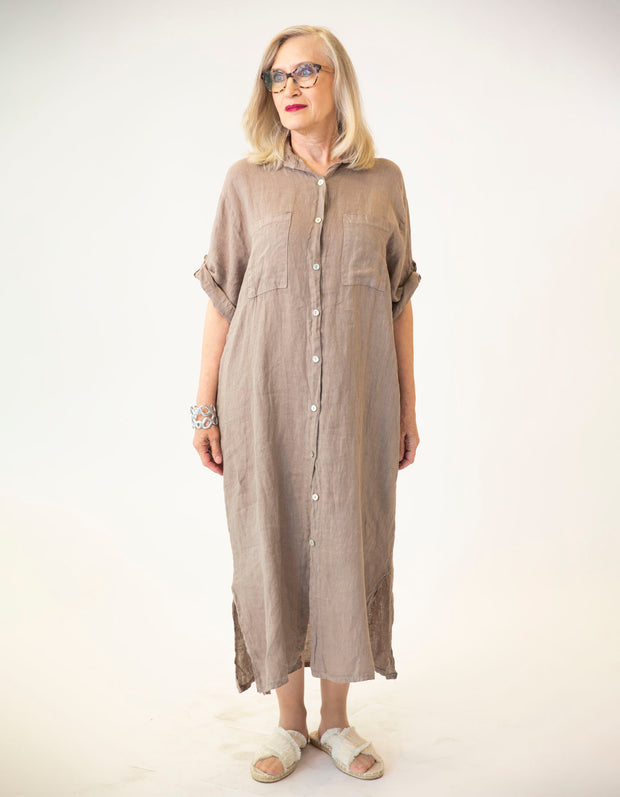 Teria Linen Shirt Dress