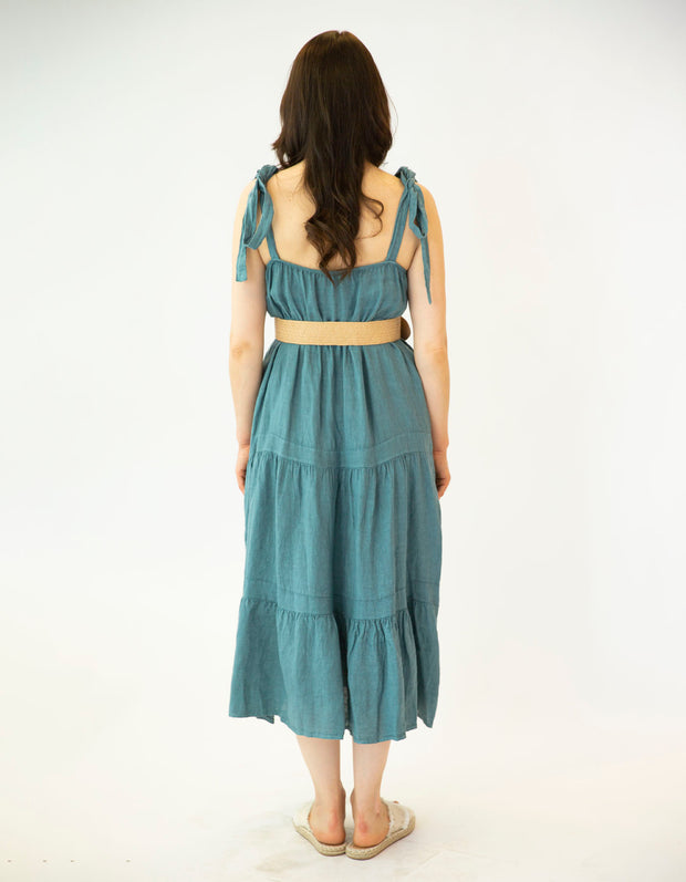 Pazienza Tie Strap Linen Midi Dress