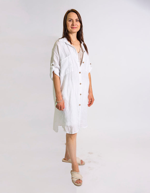Pierna Linen Shirt Dress