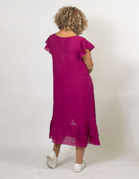 Thea Ruffled Linen Dress