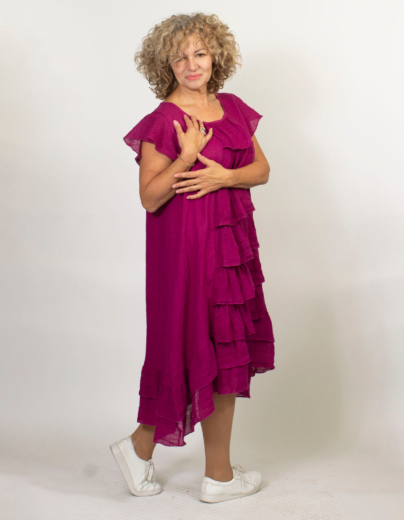 Thea Ruffled Linen Dress