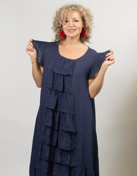 Thea Ruffled Linen Dress