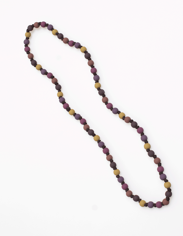 Bubble Knot Necklace in Plum and Green