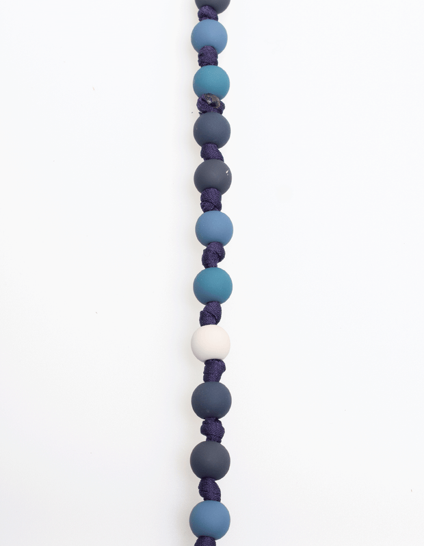 Bubble Knot Necklace with Eye Glasses Pendant in Blue